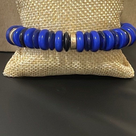 🎉💙 NEW Josie Canvas Blue Stretch Bracelet - Picture 2 of 3